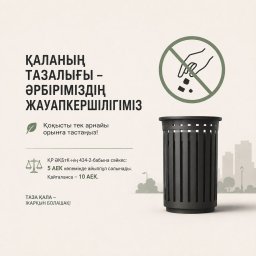 ҚАЛАНЫҢ ТАЗАЛЫҒЫ &mdash; ӘРБІРІМІЗДІҢ ЖАУАПКЕРШІЛІГІМІЗ